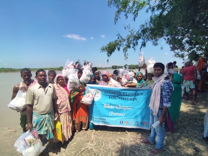 Bihar Chapter — flood relief by the riverbank